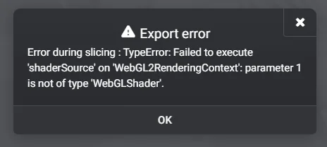 Export error; error during slicing